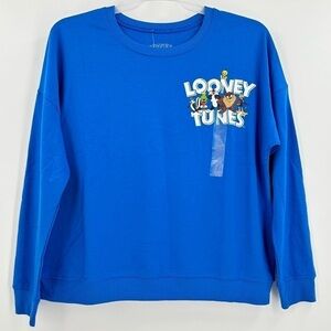 Looney Tunes NWT Blue Lightweight Women’s Crewneck Sweatshirt Size Large